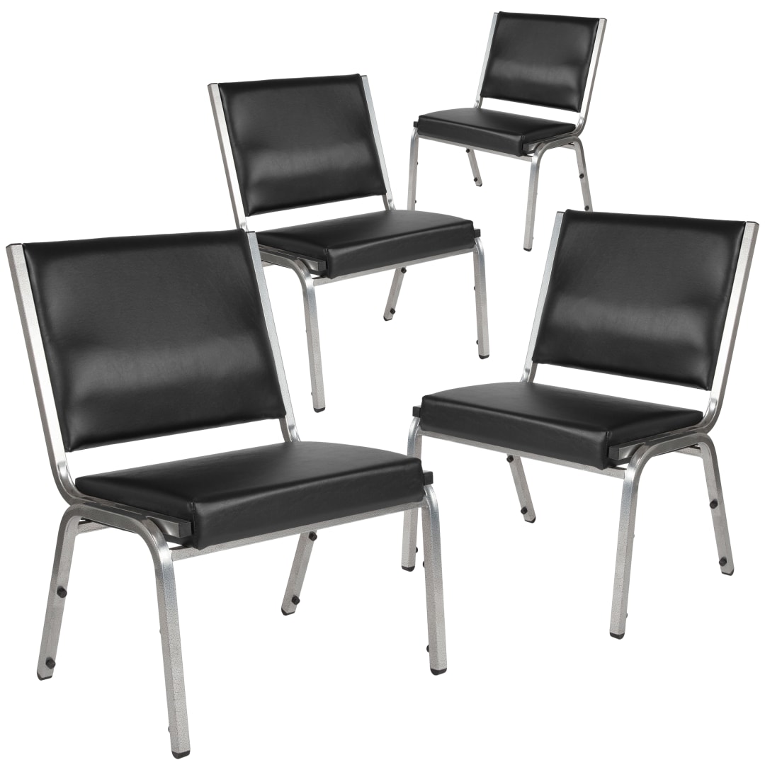 4 Pack HERCULES Series 950 lb. Rated Black Antimicrobial Vinyl Bariatric Medical Reception Chair