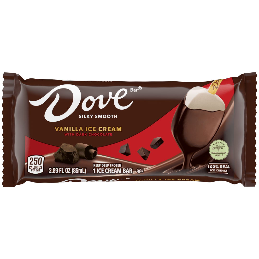 DOVE Vanilla Ice Cream Bar Coated With Dark Chocolate, 2.89 Oz