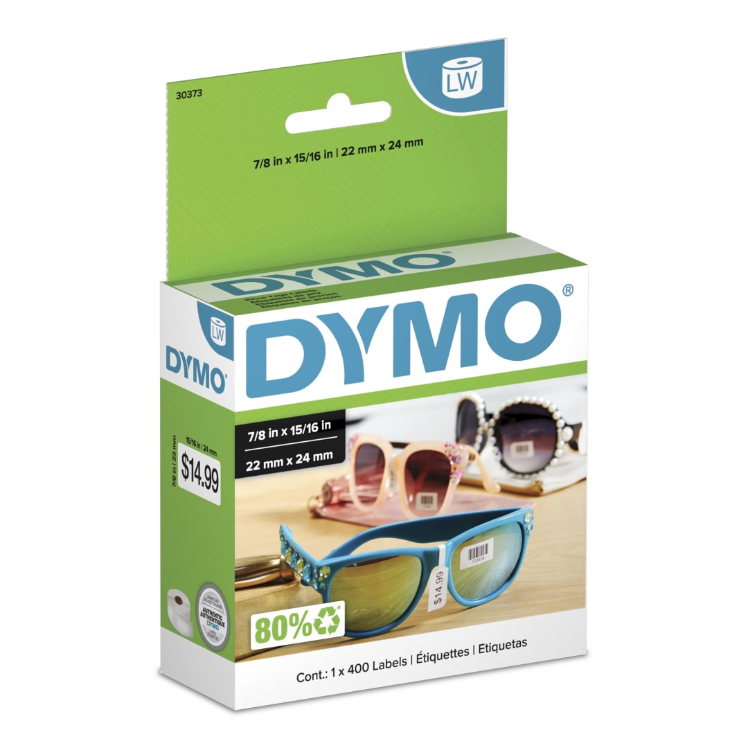 DYMO® Authentic LW Price Tag Labels, DYMO® Labels for LabelWriter™ Printers, White, 15/16" x 7/8", 1 Roll of 400