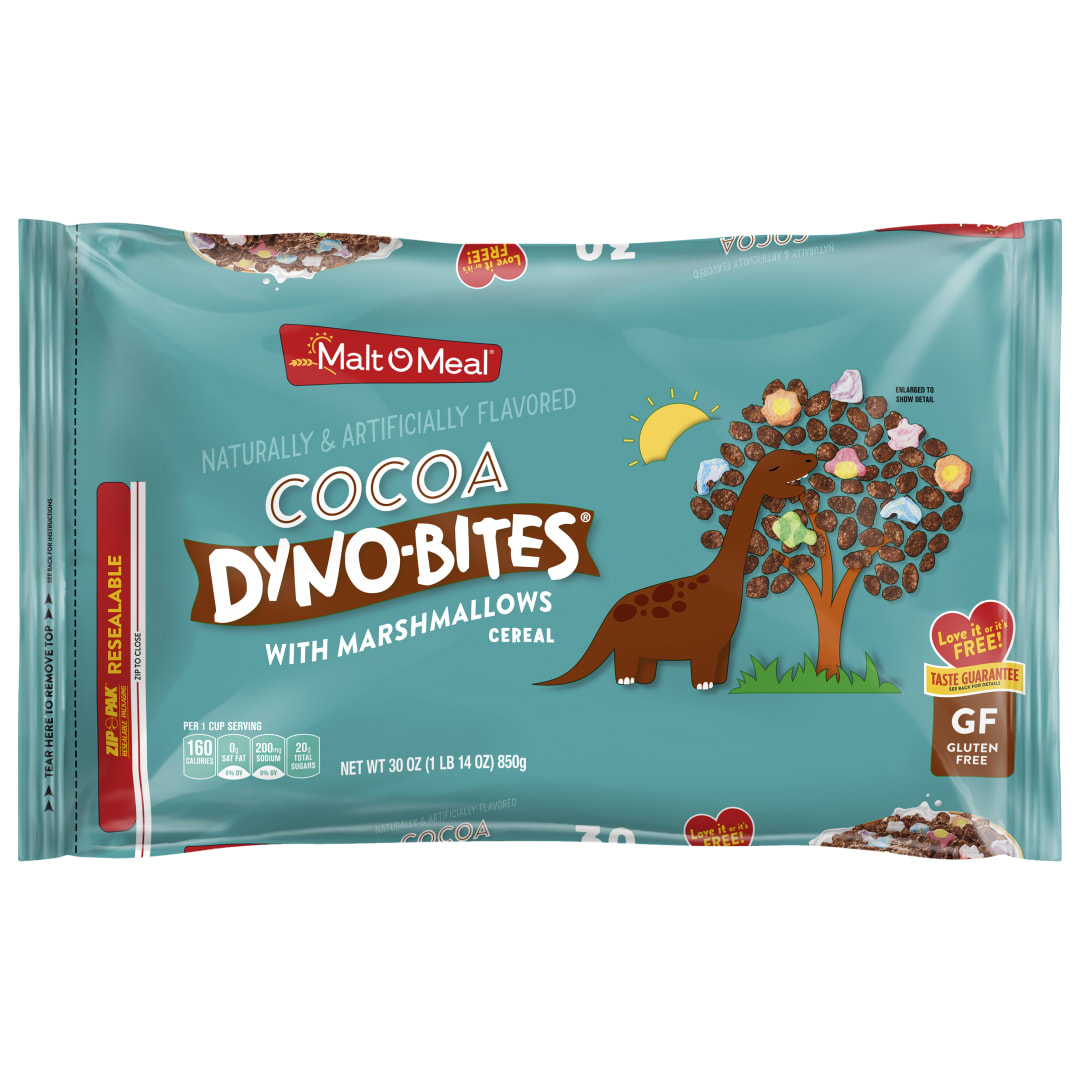 Malt-O-Meal Cocoa Dyno Bites with Marshmallows Gluten Free Breakfast Cereal, 30 oz Resealable Bag