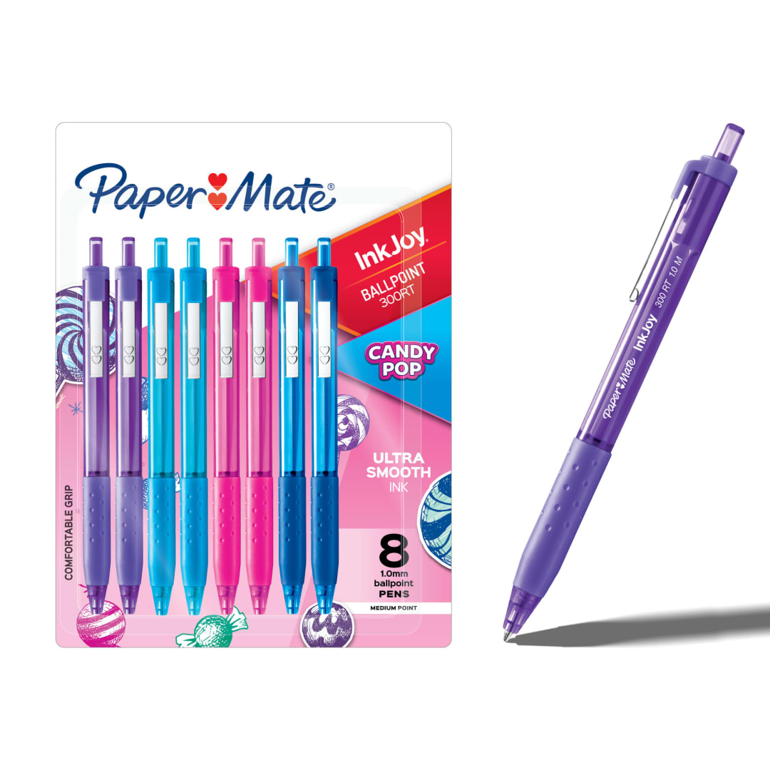 Paper Mate InkJoy 300RT Retractable Ballpoint Pens, Medium Point (1.0mm), Candy Pop Colors, 8 Count