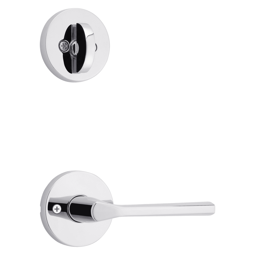 966 Single Cylinder Interior Pack w/ Round Rose Lisbon Lever Handlesets in Polished Chrome