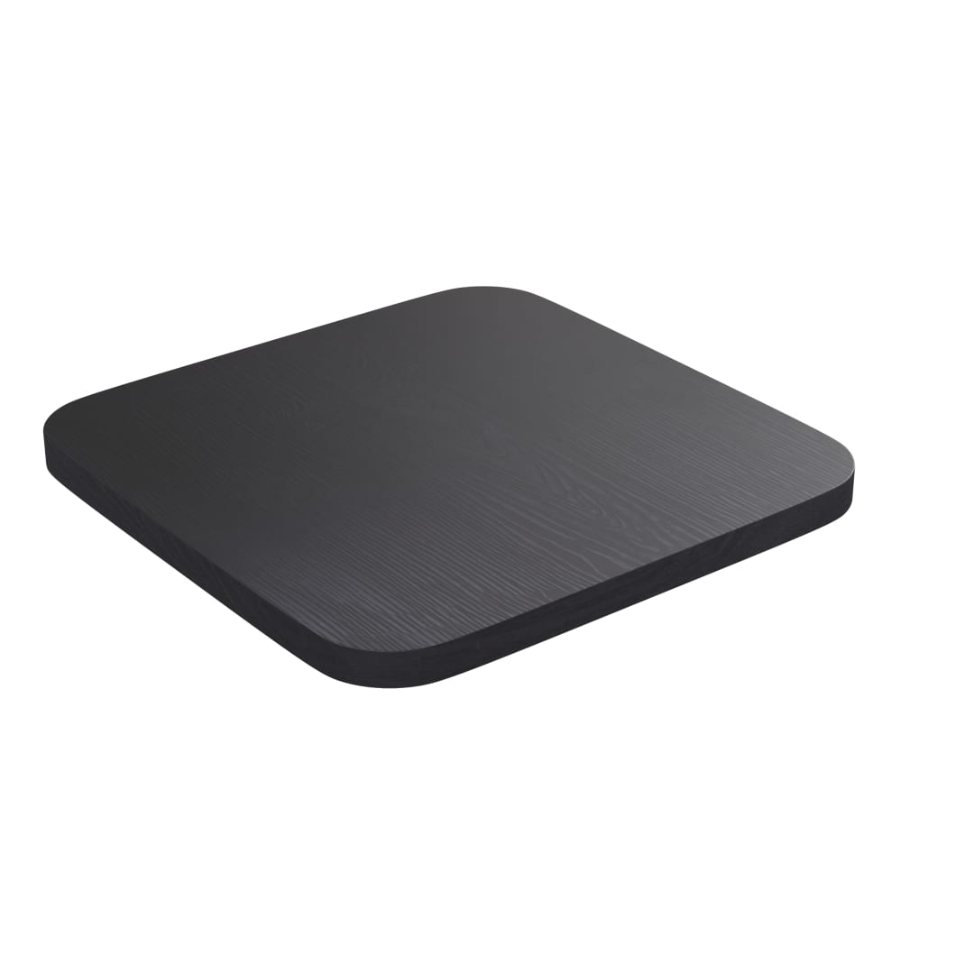 Perry Poly Resin Wood Square Seat with Rounded Edges for Colorful Metal Barstools in Black
