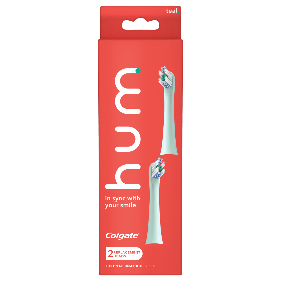 Hum by Colgate Replacement Toothbrush Heads for Smart Toothbrush, Teal 2pk