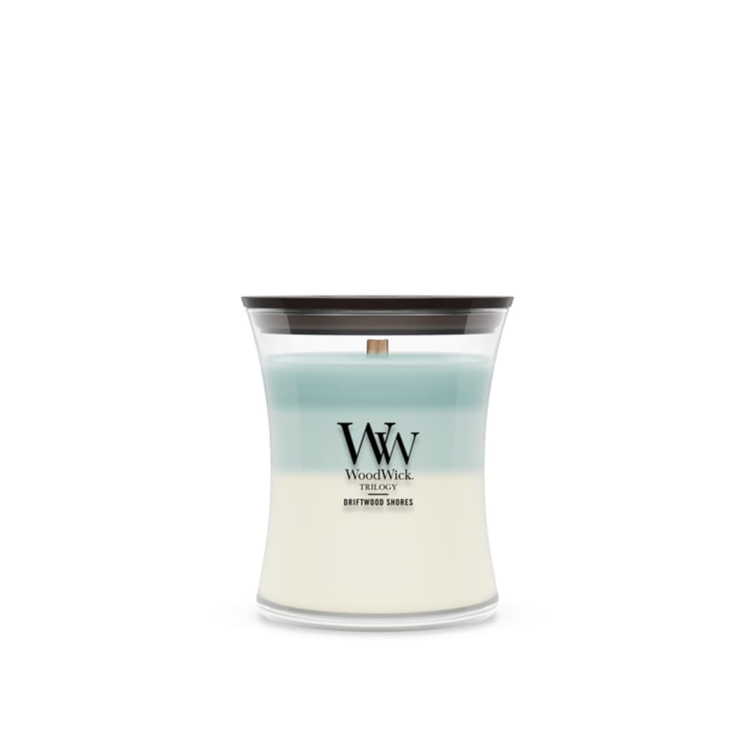 Woodwick Driftwood Shores Medium Hourglass Trilogy Candle