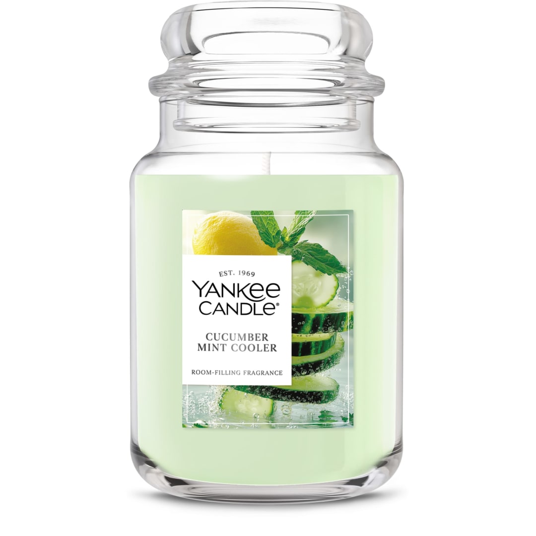 Yankee Candle® Cucumber Mint Cooler Scented Candle, 22oz Large Jar with up to 150 Hour Burn Time, Great for gifting
