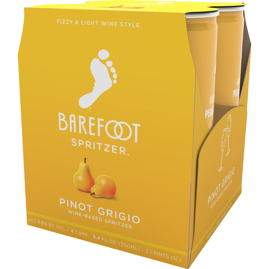 Barefoot Spritzer Pinot Grigio White Wine 4 Single Serve 250ml Cans