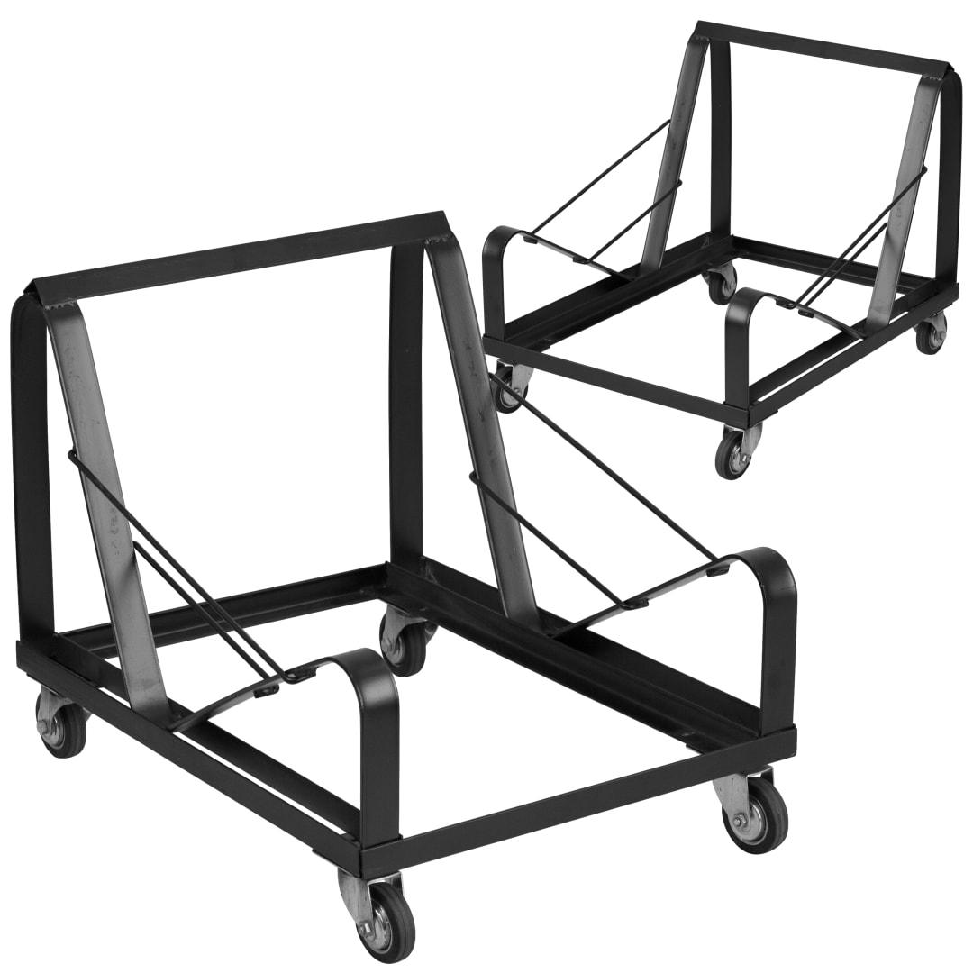2 Pack HERCULES Series Black Steel Sled Base Stack Chair Dolly