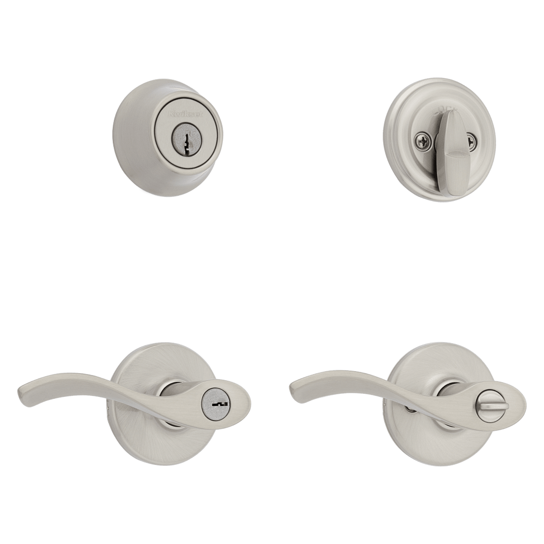 690 Balboa Keyed Entry Lever and Single Cylinder Deadbolt Combo Pack in Satin Nickel