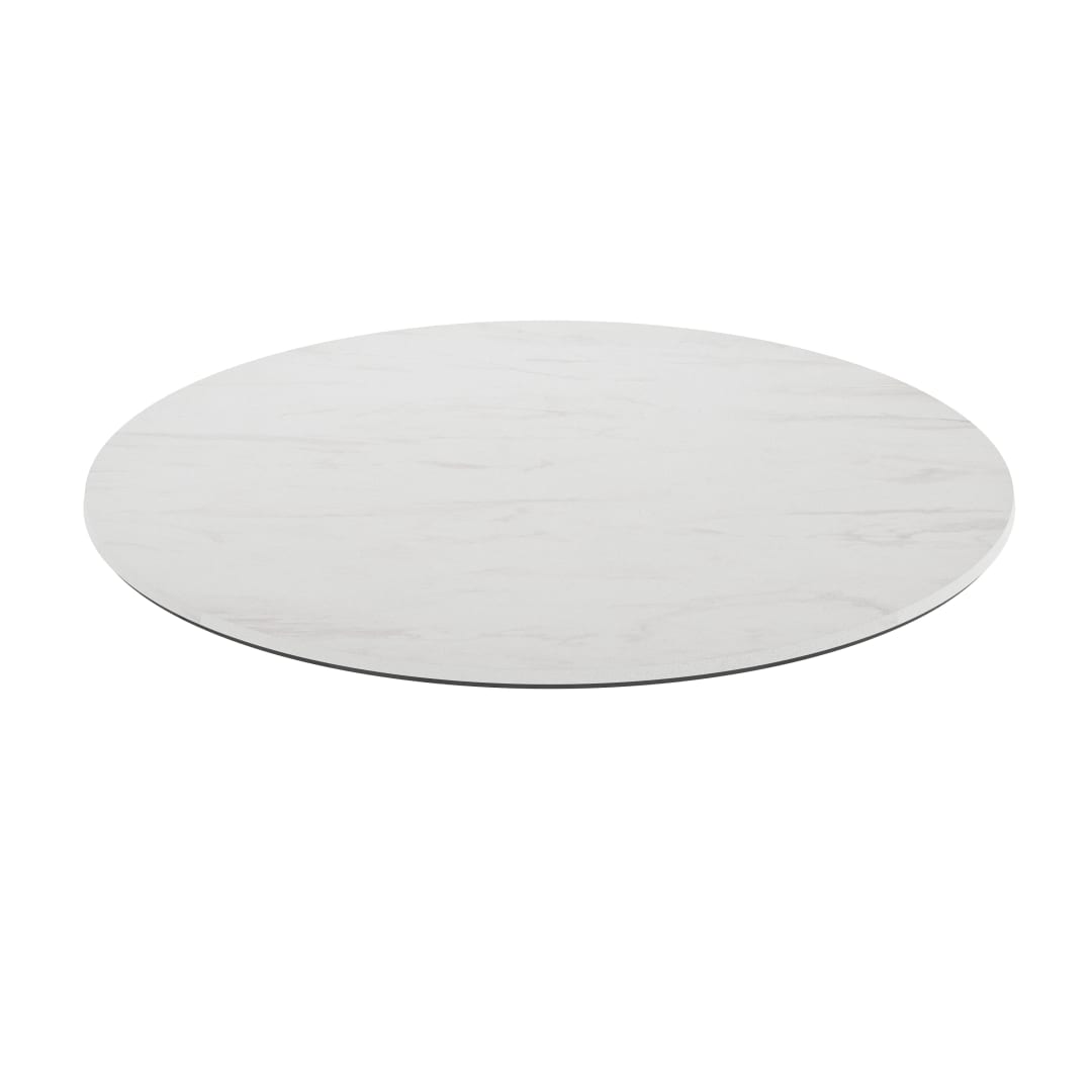 TopGuard 36" Round White Faux Marble Outdoor Tabletop with Seamless Surface Technology, Moisture, Scratch, Heat, UV Resistant