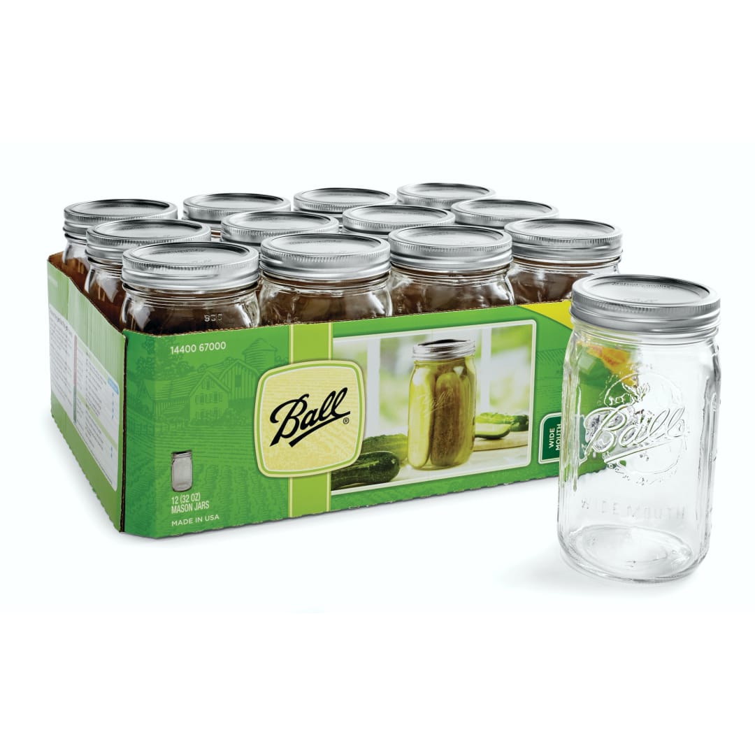 Ball® Wide Mouth Quart 32oz. Glass Mason Jars with Lids and Bands, 12 Count