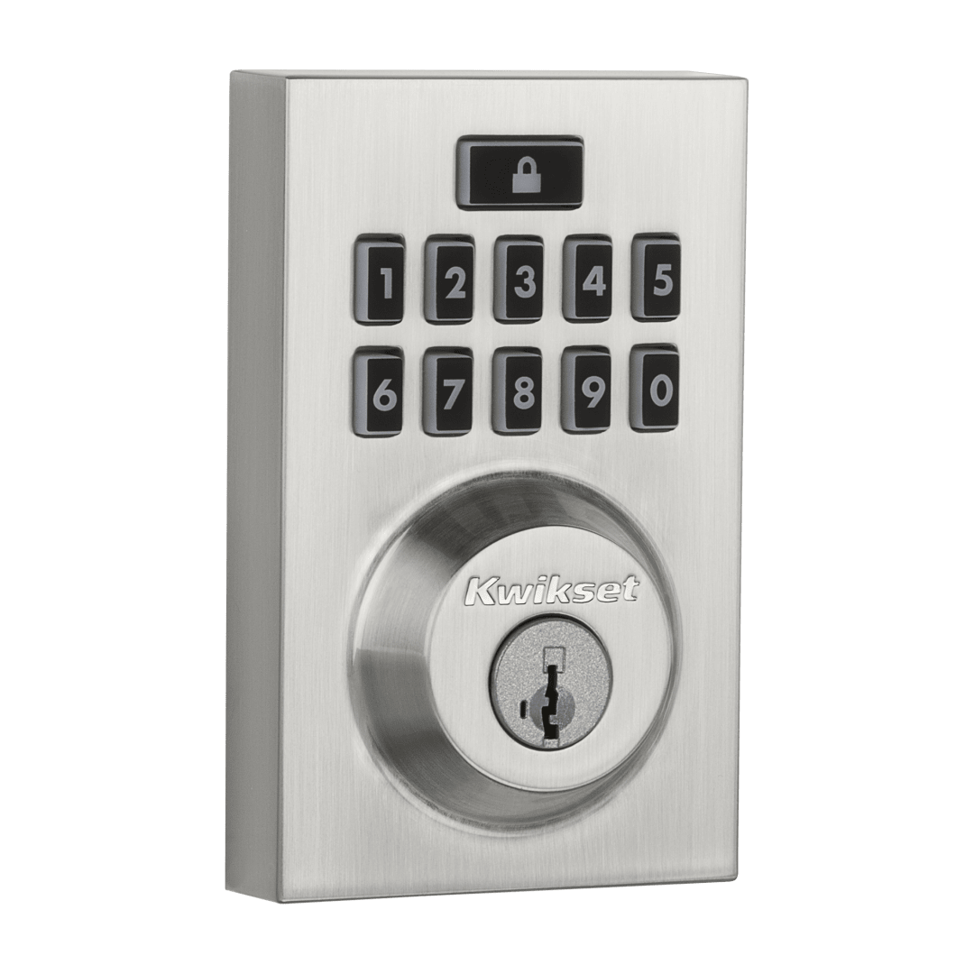 914 SmartCode® Contemporary Square  Electronic Deadbolt featuring SmartKey Security™ and Zigbee Technology in Satin Nickel