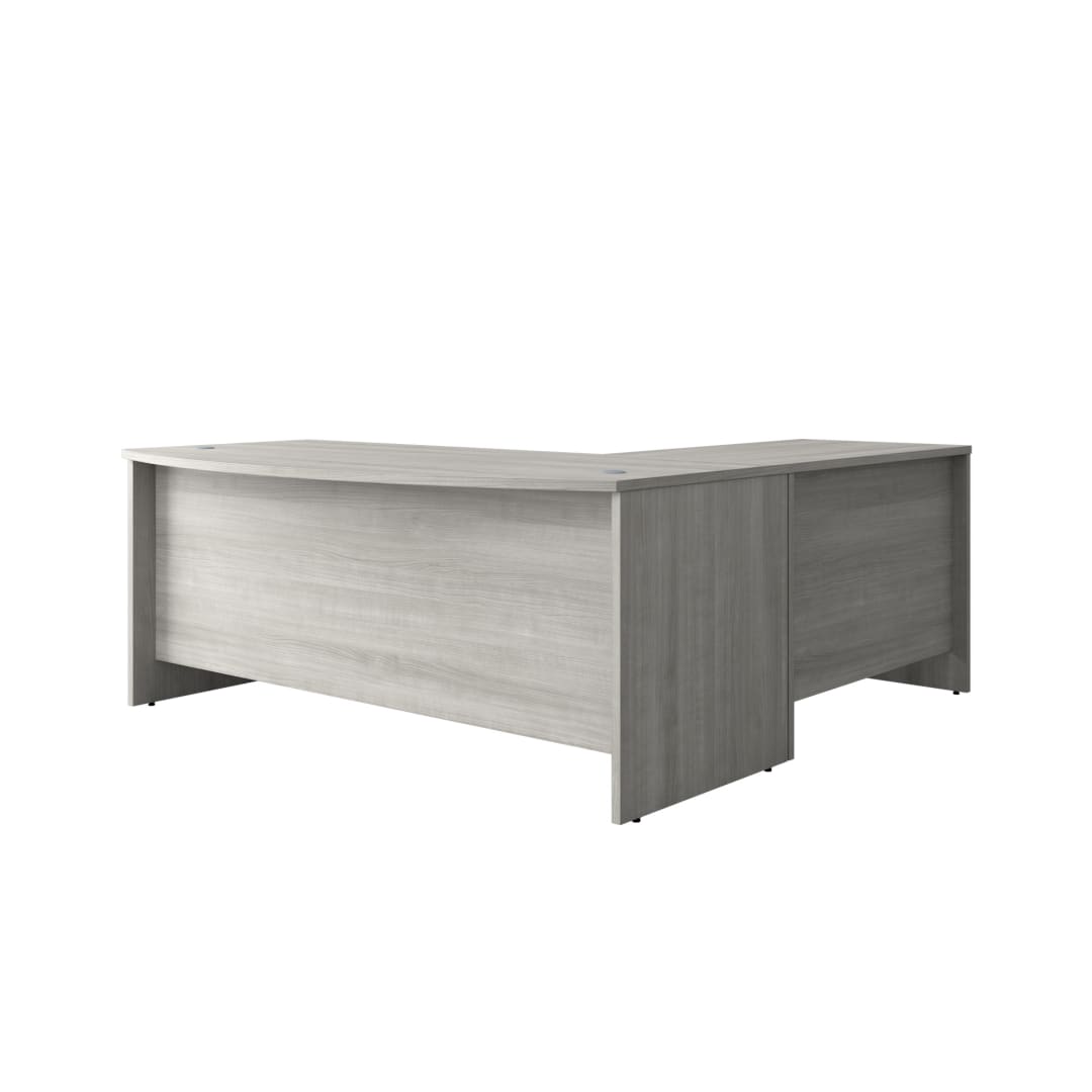 Cornerstone 71"W x 77"D Executive Bow Front L-Desk, Slate Gray