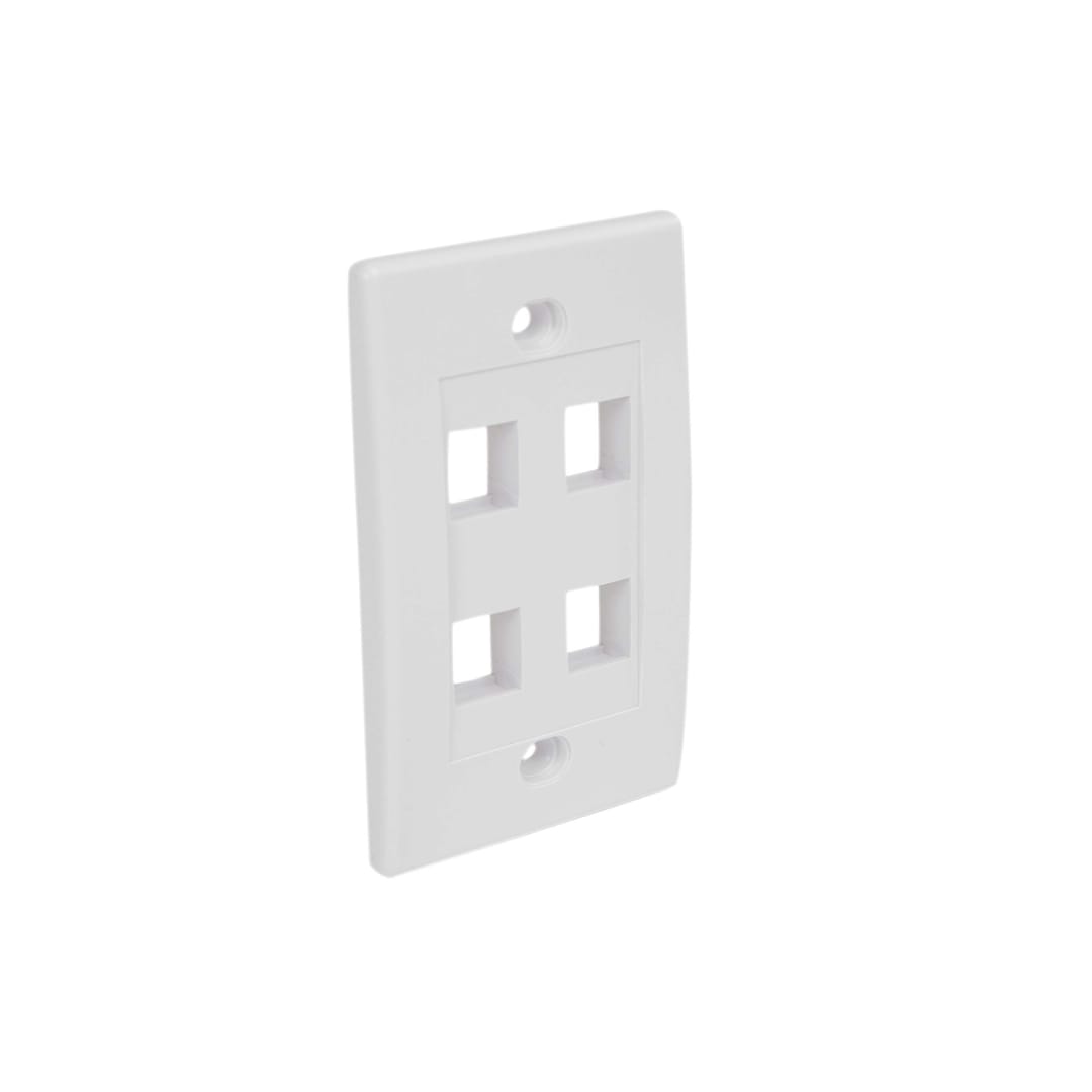 4 Outlet Universal Wallplate-White