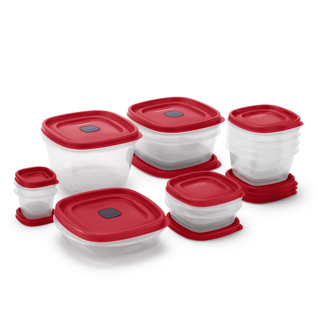 Rubbermaid® Vented Easy Find Lid Food Storage Container, 24 Piece Set, Racer Red