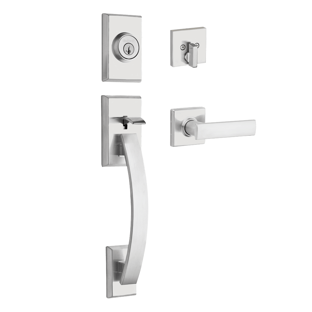 Tavaris Single Cylinder Handleset w/Vedani Lever featuring SmartKey Security™ in Satin Chrome