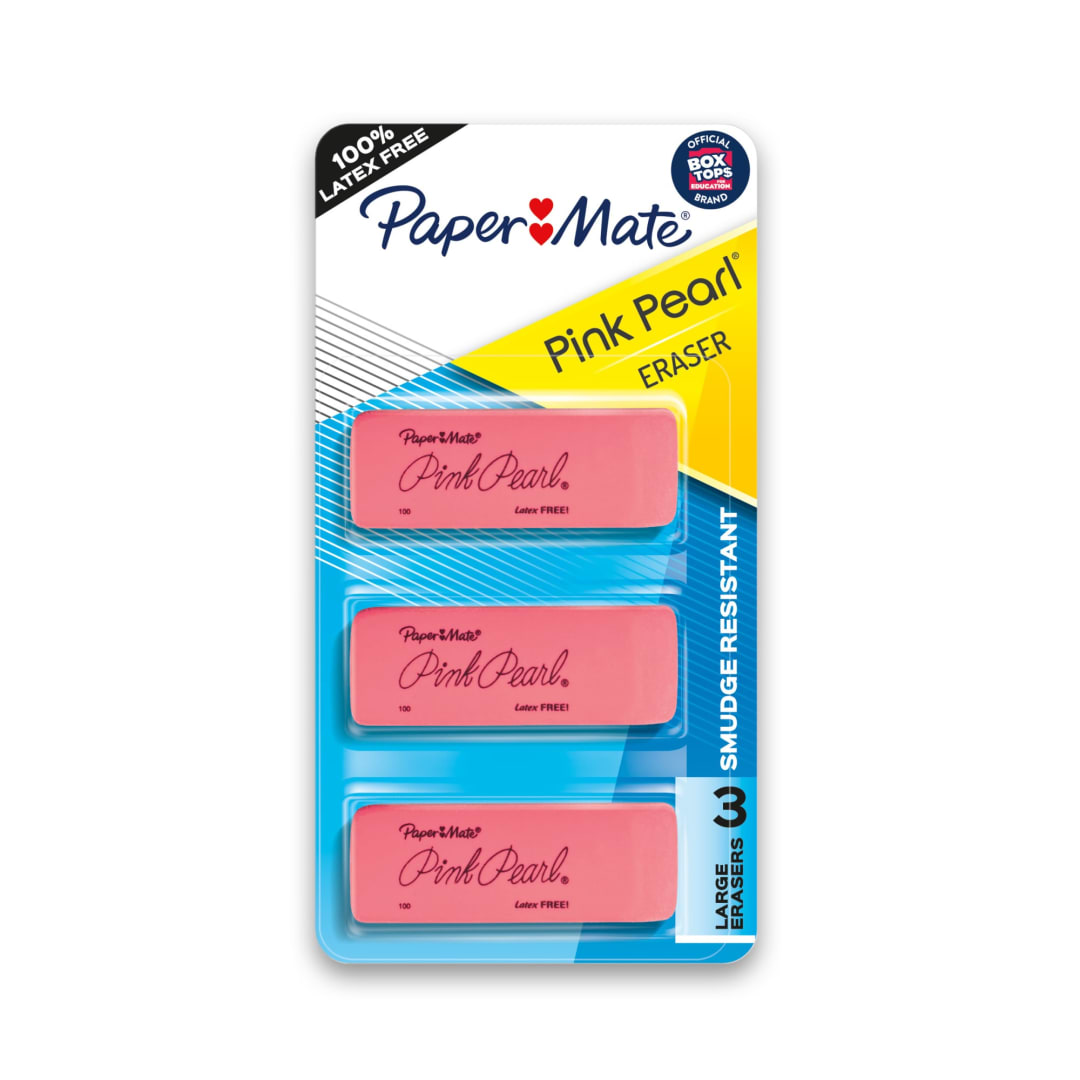 Paper Mate® Pink Pearl Erasers, Large, 3 Count