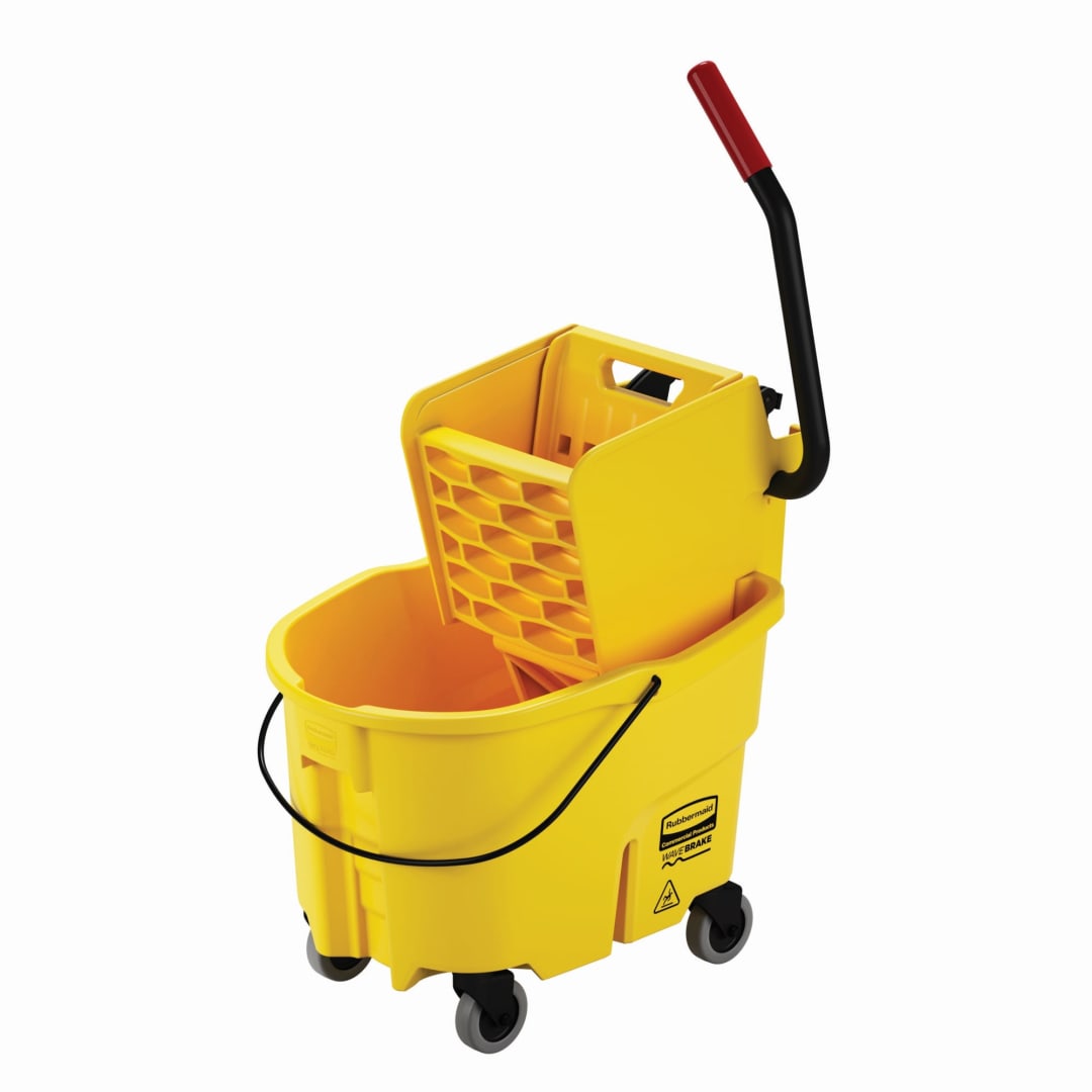 Rubbermaid Commercial Products WaveBrake 26-Quart Side Press Bucket and Wringer, Yellow