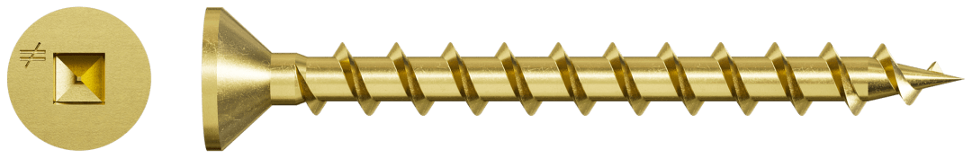 Simpson Strong-Tie WSCLT134S WSCLT Wood Screw (Collated) — #8 x 1-3/4 in. #2 Square, Flat Head, Yellow Zinc (2000-Qty)