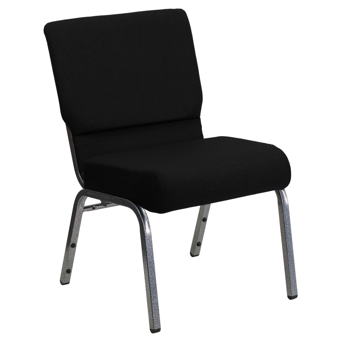 HERCULES Series Auditorium Chair - Stacking Padded Chair - 21inch Wide Seat - Black Fabric/Silver Vein Frame