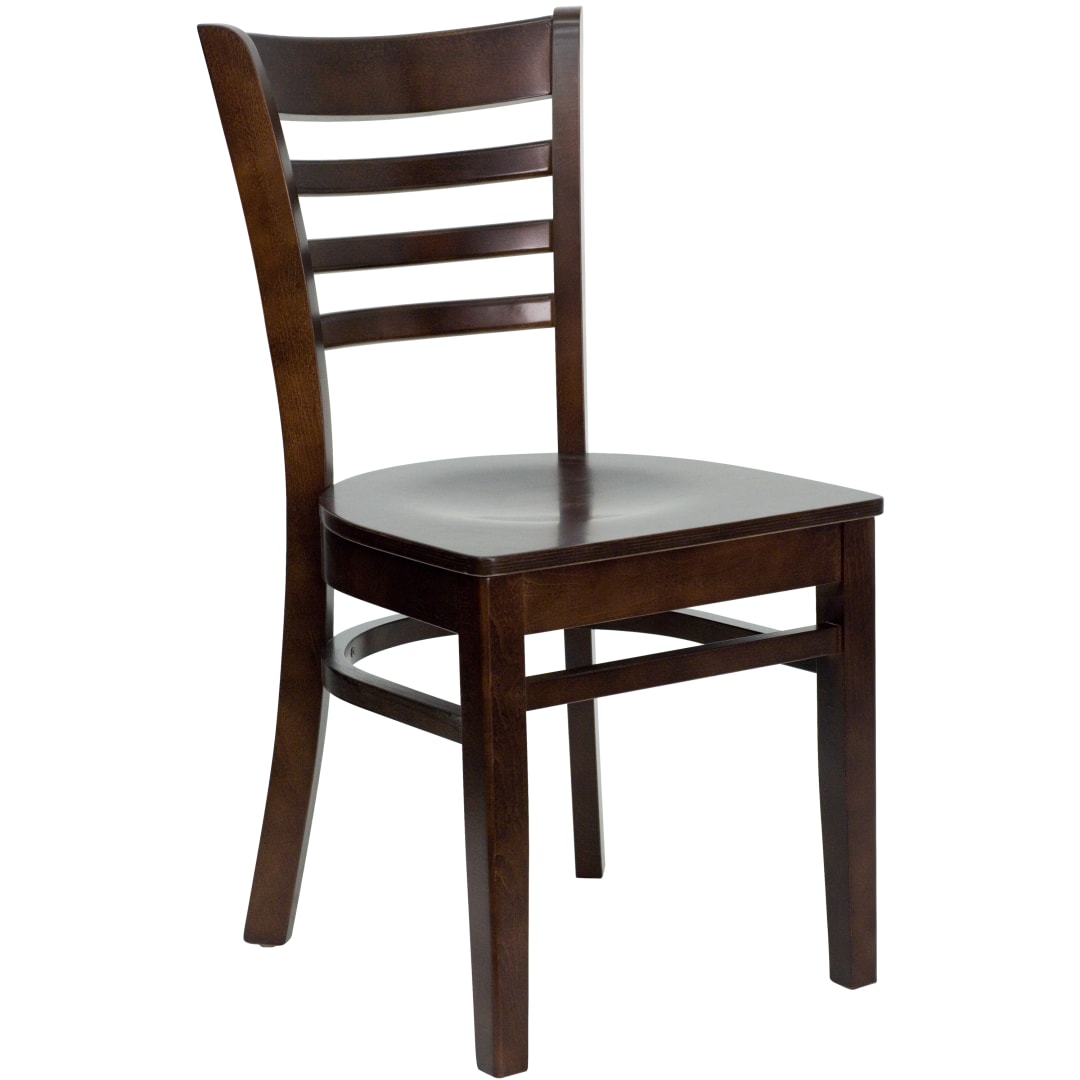 4 Pack HERCULES Series Ladder Back Walnut Wood Restaurant Chair