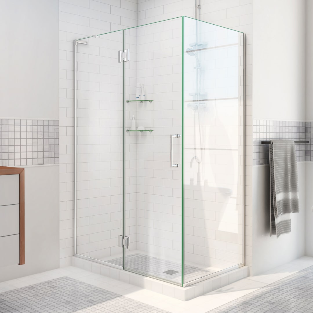 DreamLine Unidoor-X 35 3/8 inch W x 34 inch D x 72 inch H Frameless Hinged Shower Enclosure in Chrome
