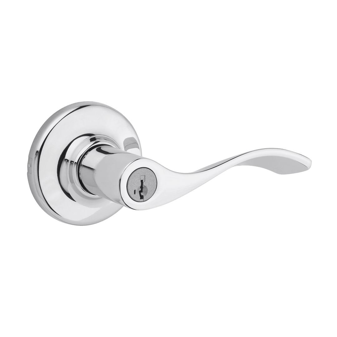 Balboa Keyed Entry Lever in Polished Chrome featuring SmartKey Security