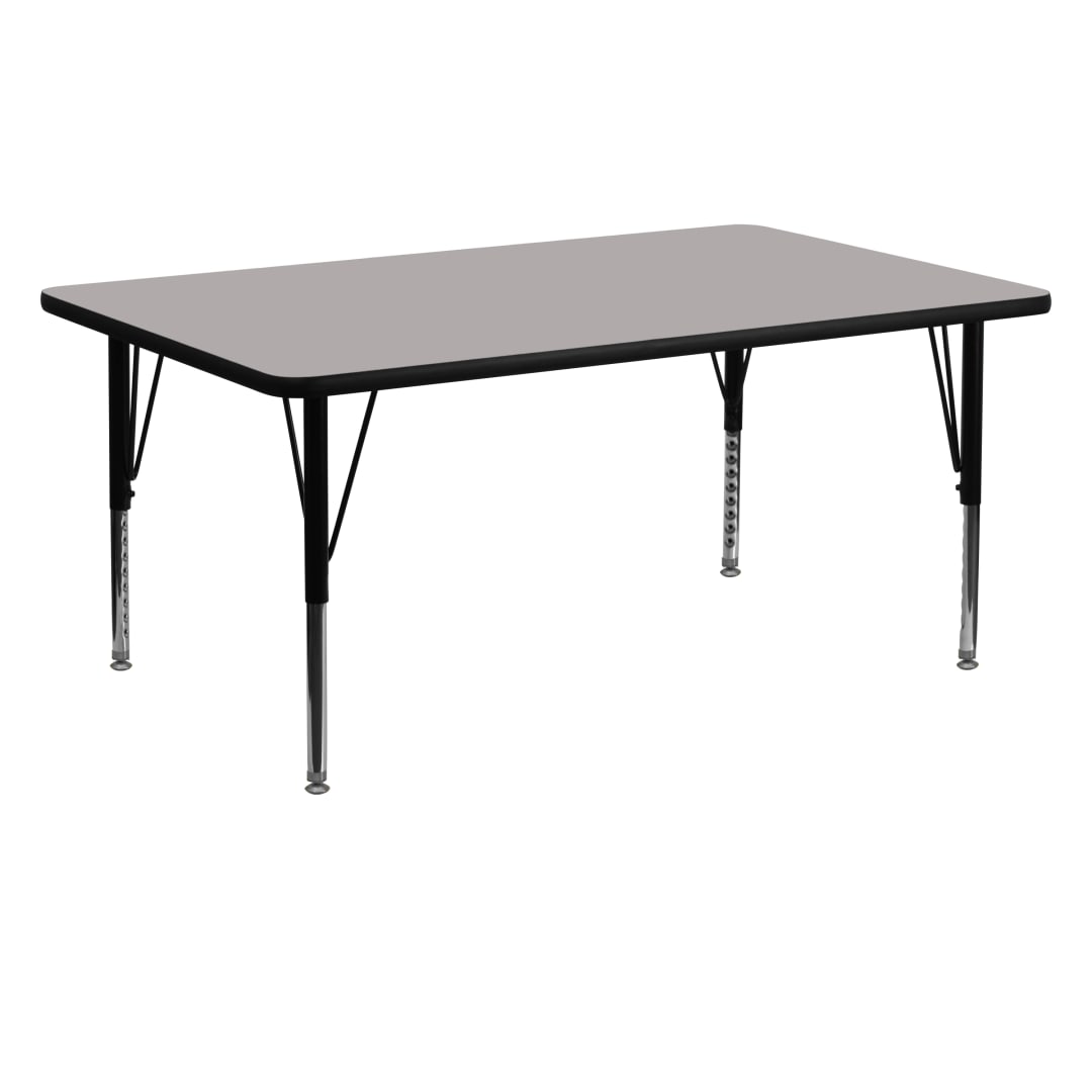 Wren 24''W x 60''L Rectangular Grey HP Laminate Activity Table - Height Adjustable Short Legs