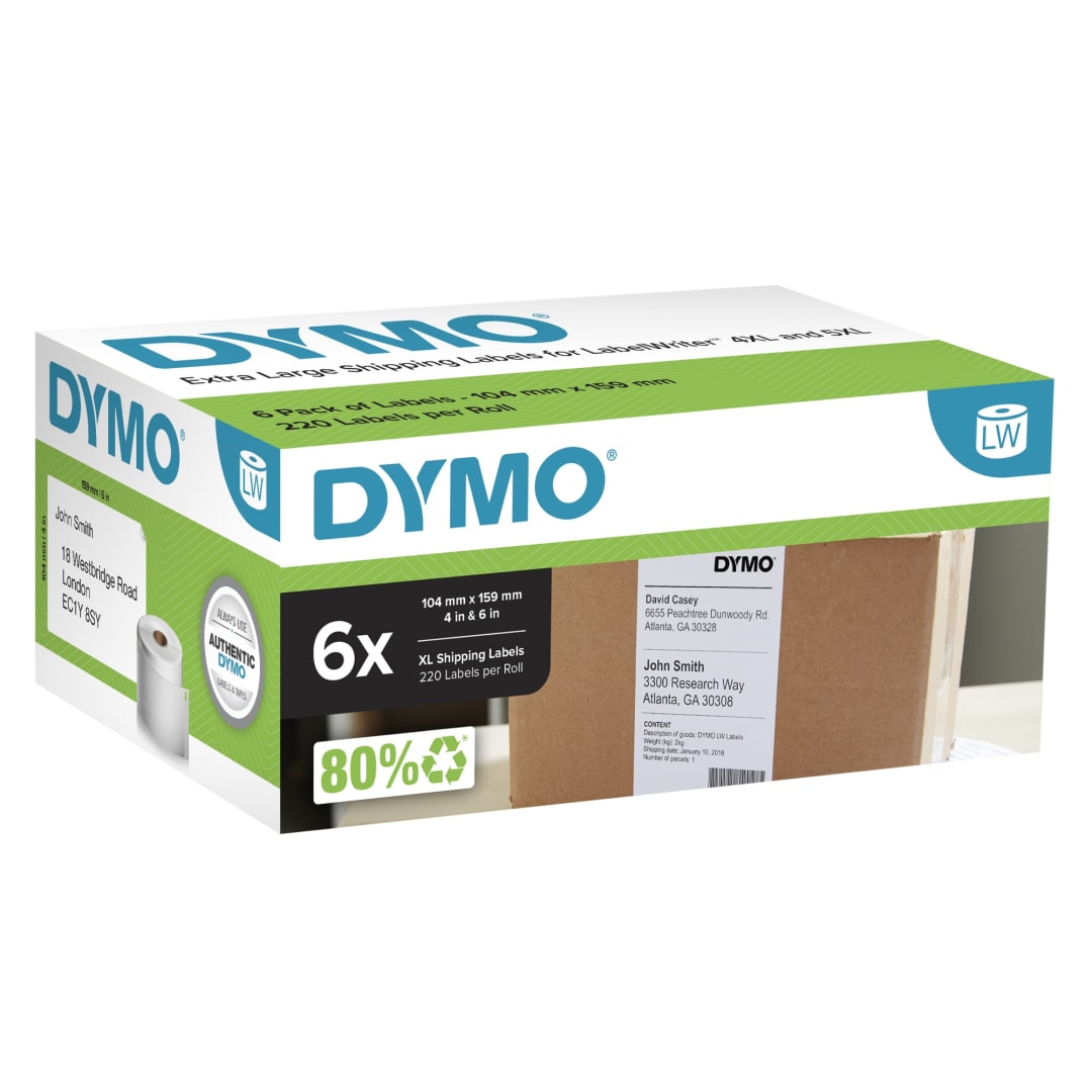 LW XL SHIPPING LABELS 6 PACK