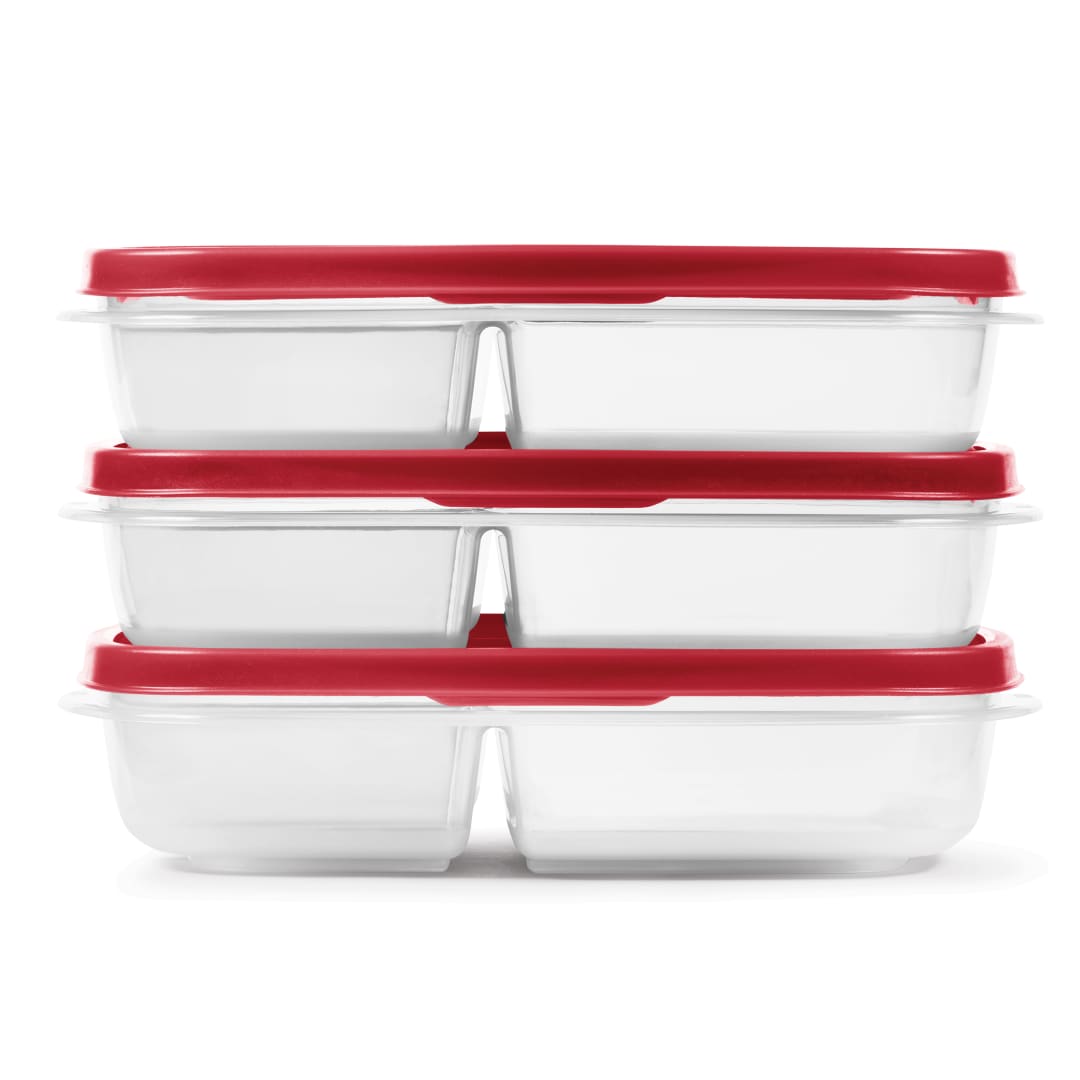 Rubbermaid® EasyFindLids™ Meal Prep Containers, 3 Compartments, 5.1 Cup, 3-Pack