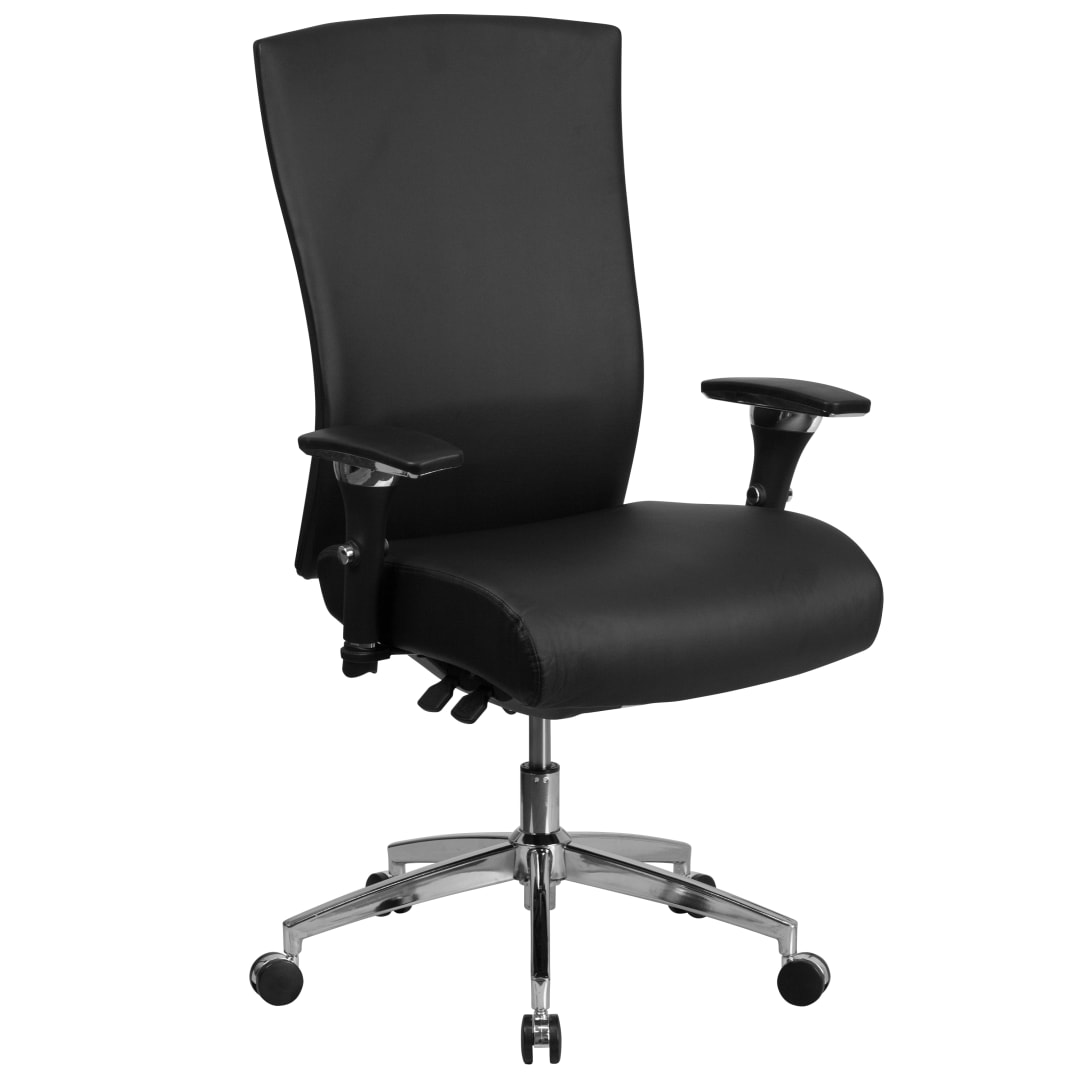 HERCULES Series 24/7 Intensive Use 300 lb. Rated Black LeatherSoft Multifunction Ergonomic Office Chair with Seat Slider