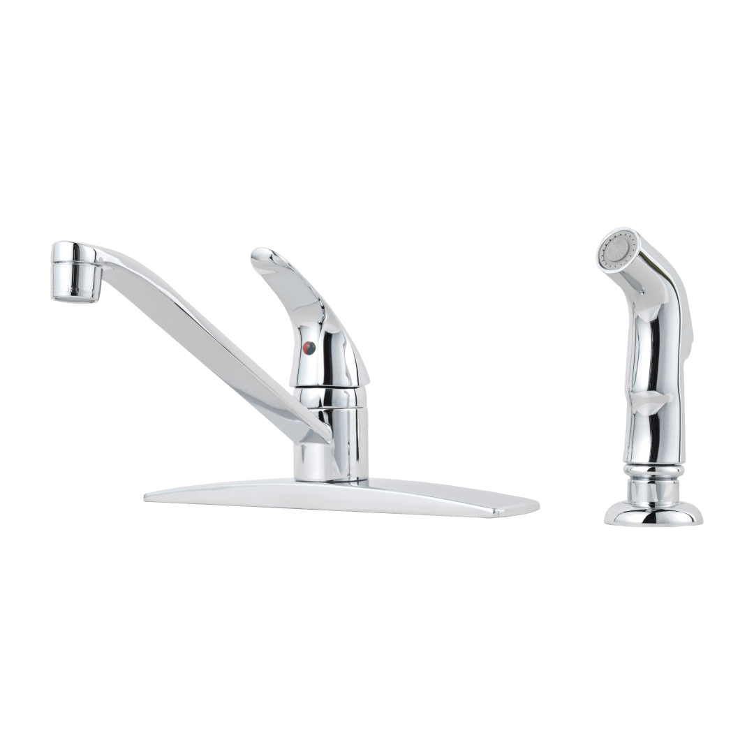 Pfirst Series 1-Handle Kitchen Faucet with Side Spray in Polished Chrome