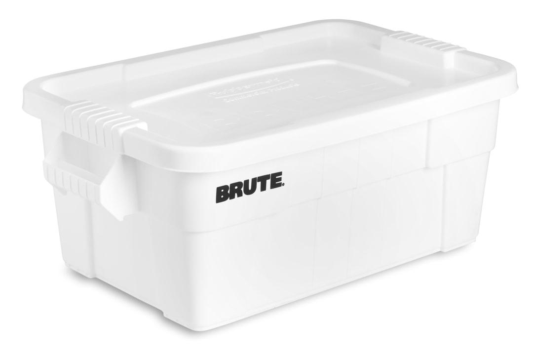 BRUTE® 14 GAL TOTE WITH LID, WHITE