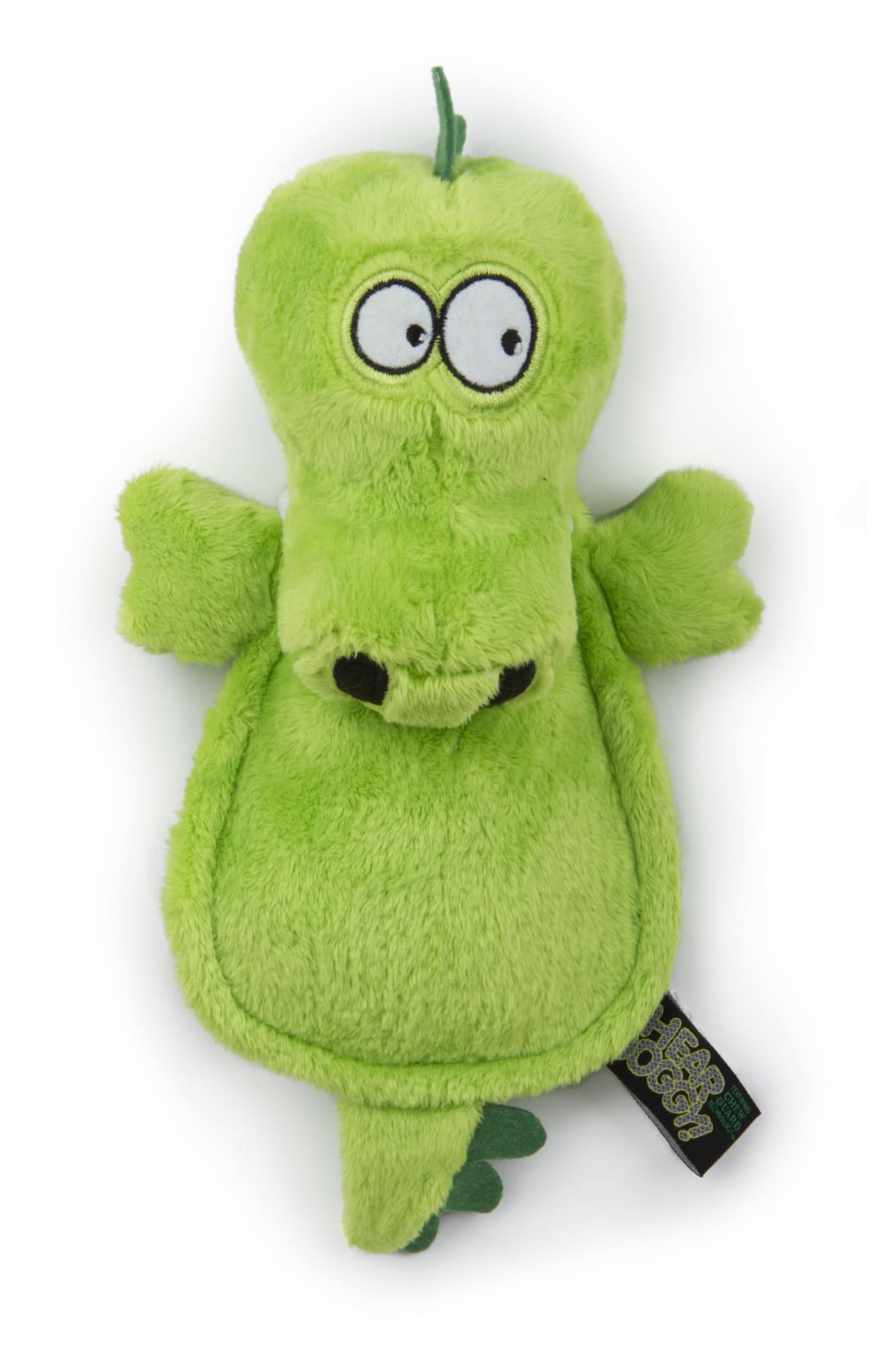 HEAR DOGGY! Flattie Gator Silent Squeak Plush Dog Toy With Chew Guard Technology, Large