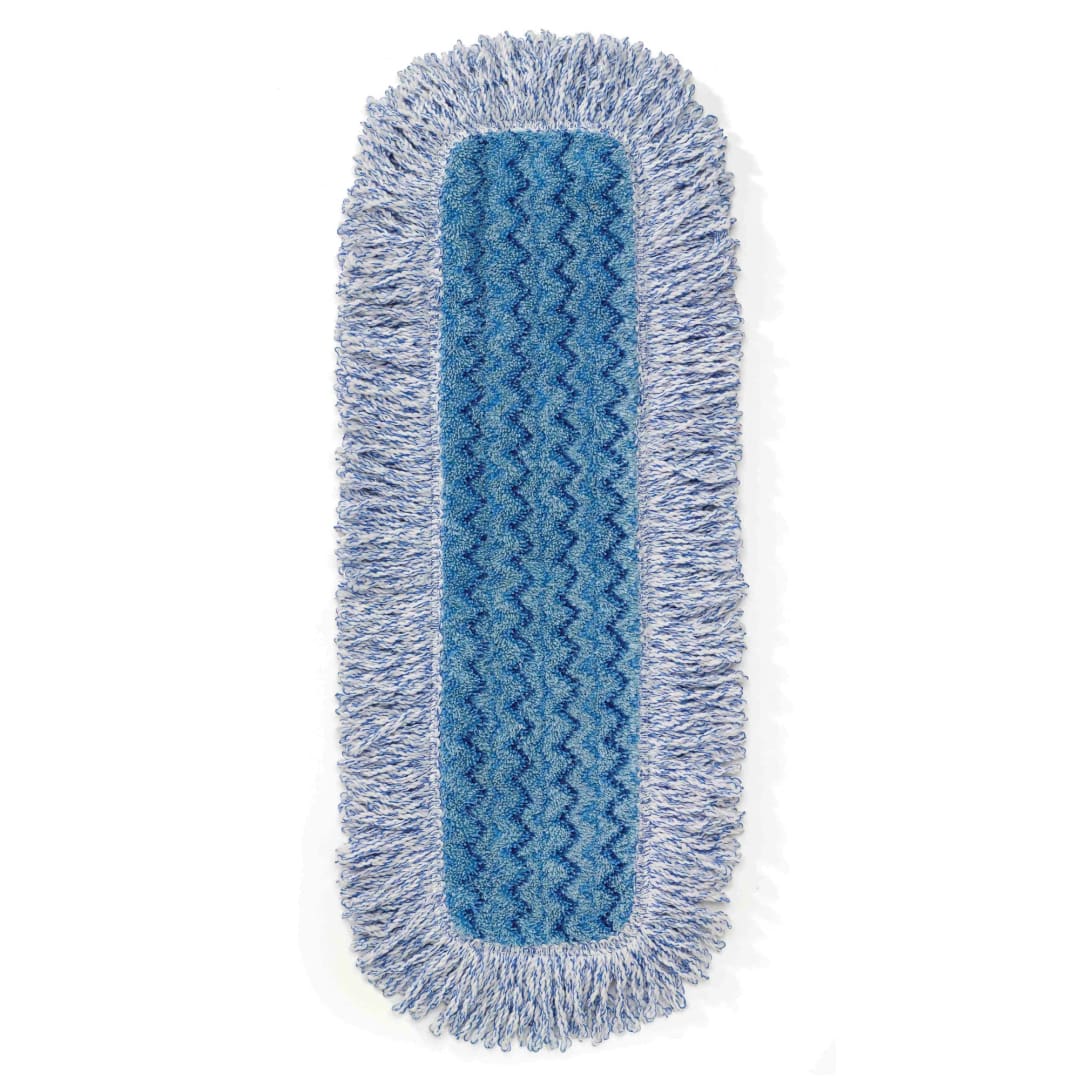 Rubbermaid Commercial Products HYGEN 18" High Absorbency Microfiber Mop Pad with Fringe, Blue