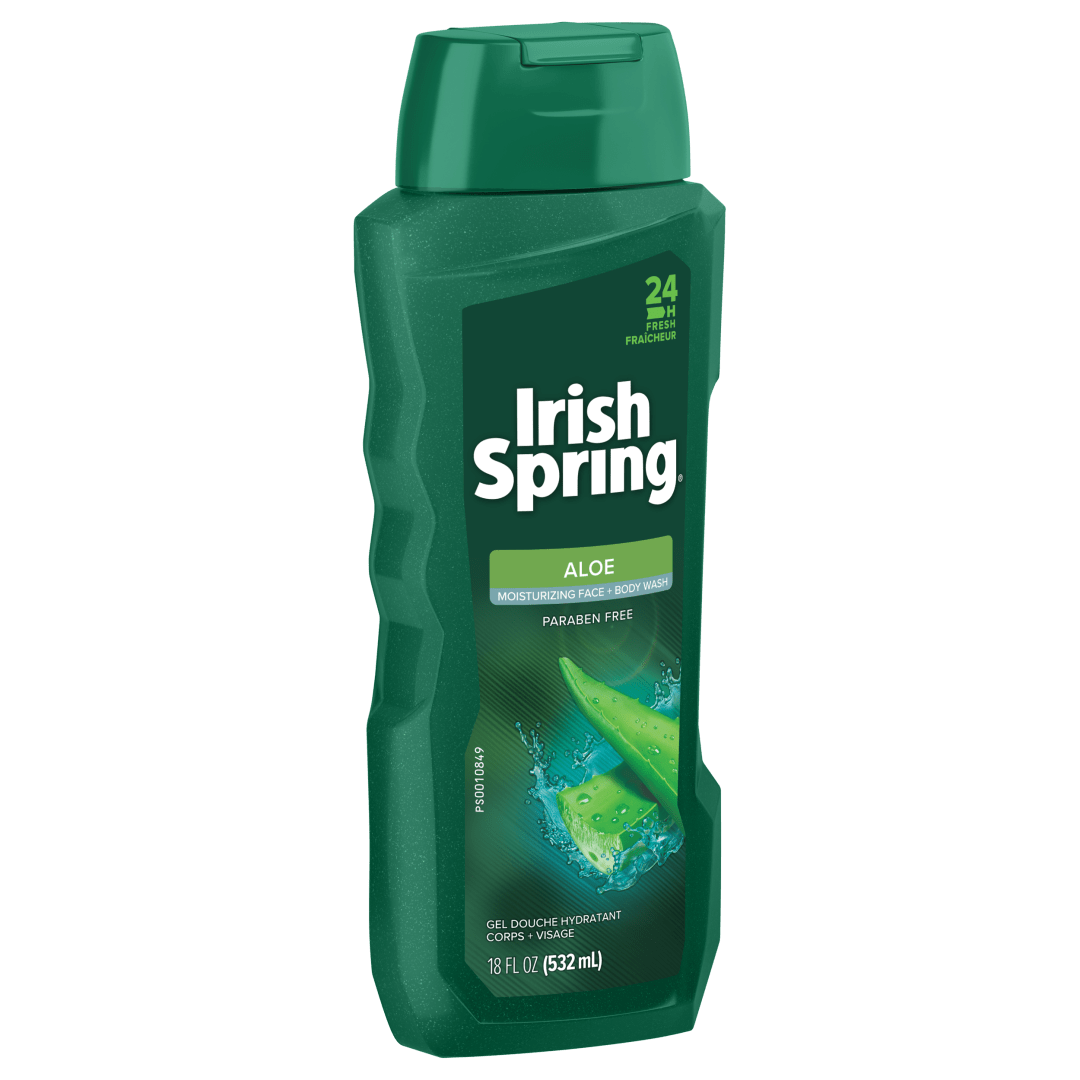 Irish Spring Aloe Vera Men's Face & Body Wash, Moisturizing Body Wash Washes Away Bacteria - 18 fluid ounce.