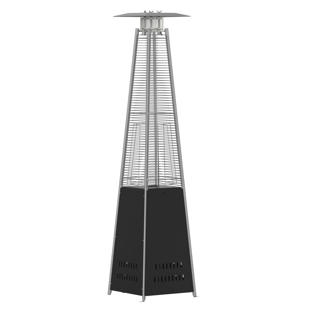 Sol Patio Outdoor Heating-Black Stainless Steel Pyramid 42,000 BTU Propane Heater with Wheels for Commercial & Residential Use