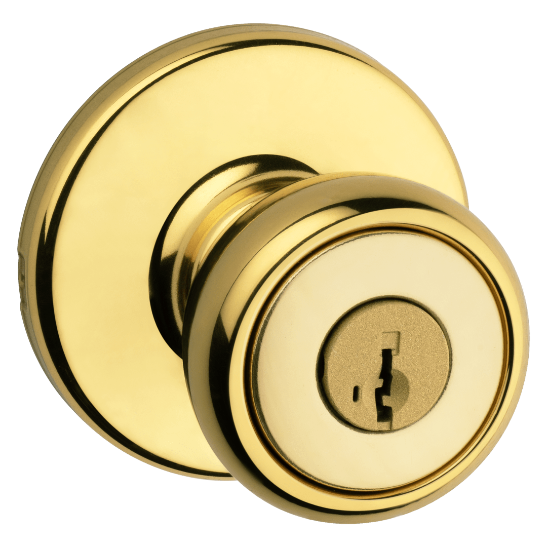 Tylo Keyed Entry Knob featuring SmartKey Security™ in Polished Brass