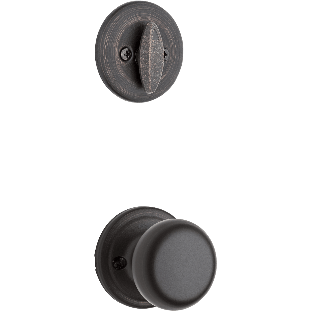 604 Single Cylinder Interior Pack w/Hancock Knob for Kwikset Series Handlesets in Venetian Bronze