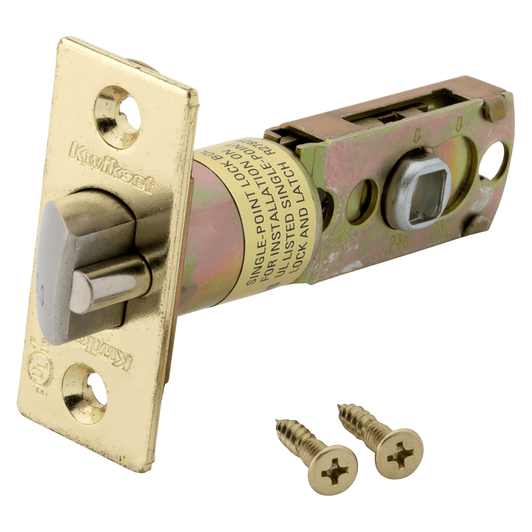 Square Corner UL Deadbolt Latch for Push Button Lever in Polished Brass Finish