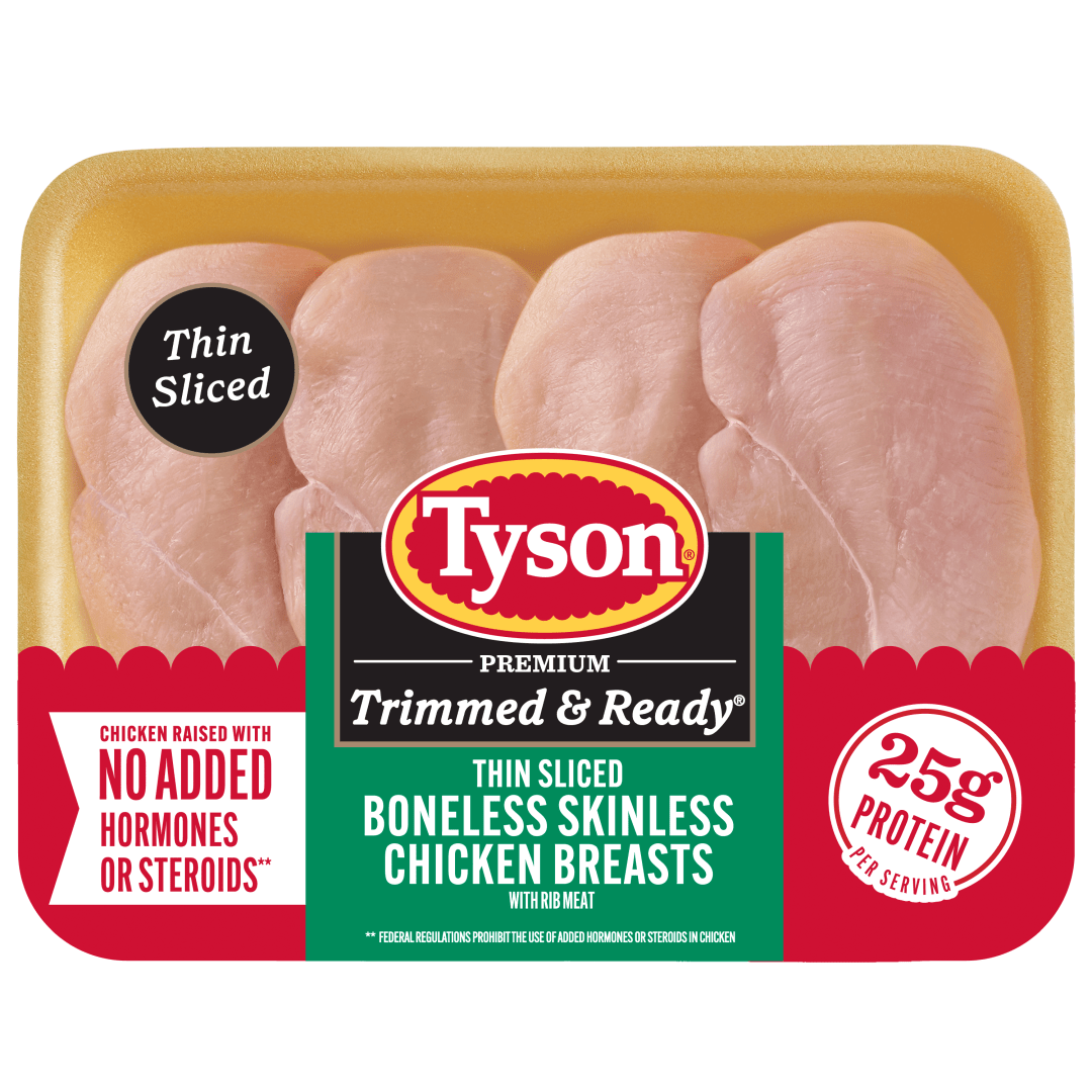 Tyson® All Natural Fresh Thin Sliced Boneless Skinless Chicken Breasts with Rib Meat, 1 lb.