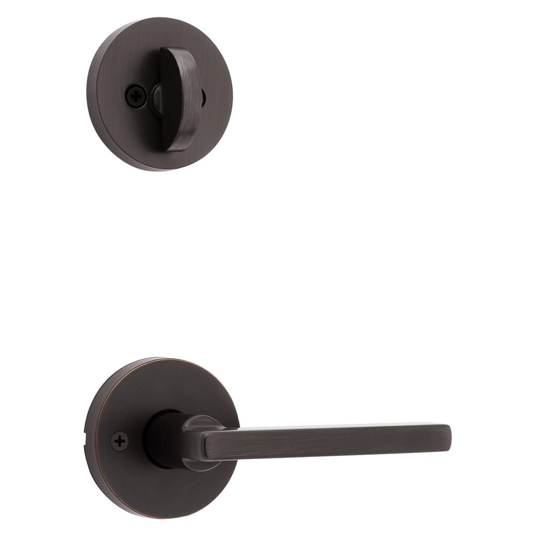 966 Single Cylinder Interior Pack w/ Square Rose Halifax Lever Handlesets in Venetian Bronze