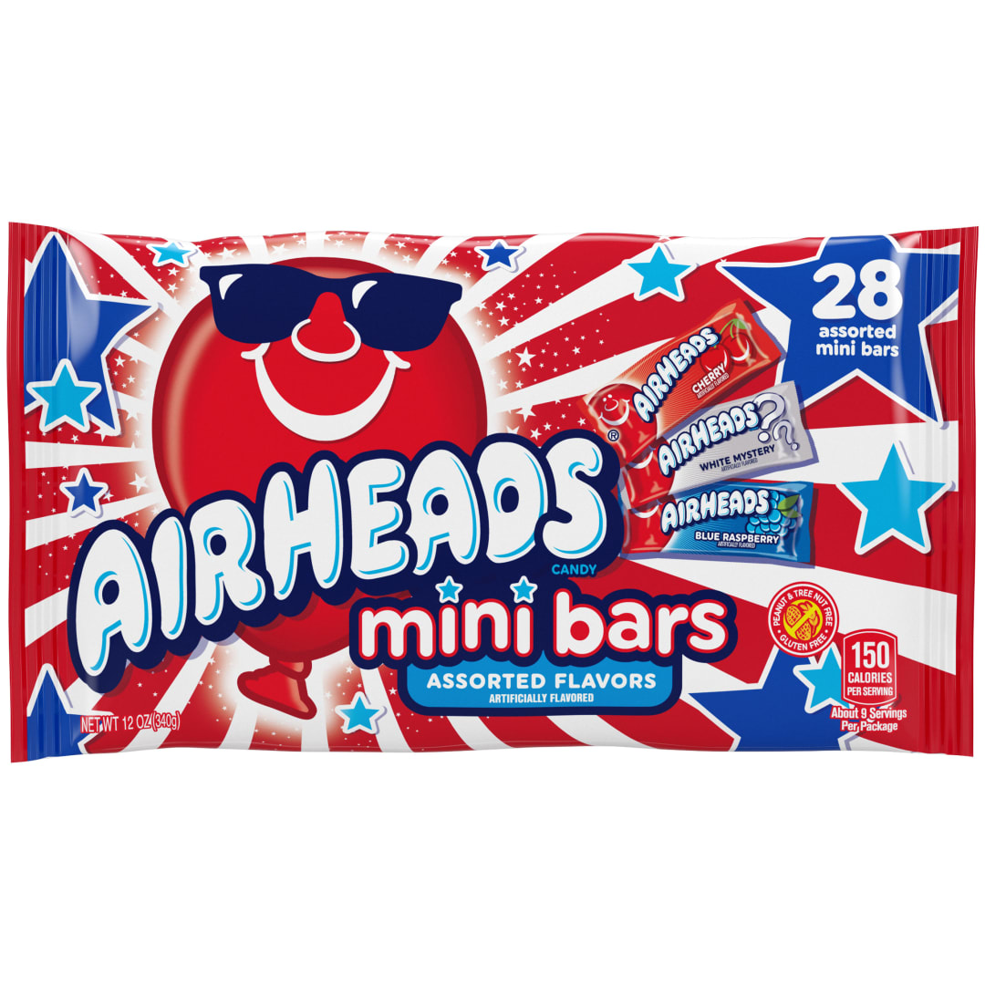Airheads Mini Bars Assorted Flavors 12 oz Summer Theme Laydown Bag