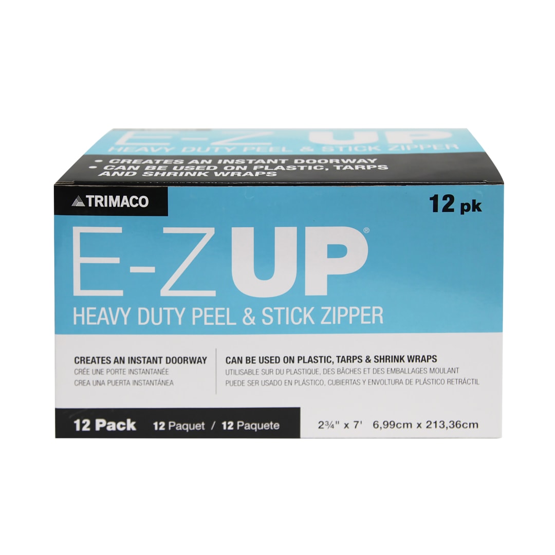 Trimaco E-Z Up®  Peel + Stick Zipper, 2.75"x7', 12pk