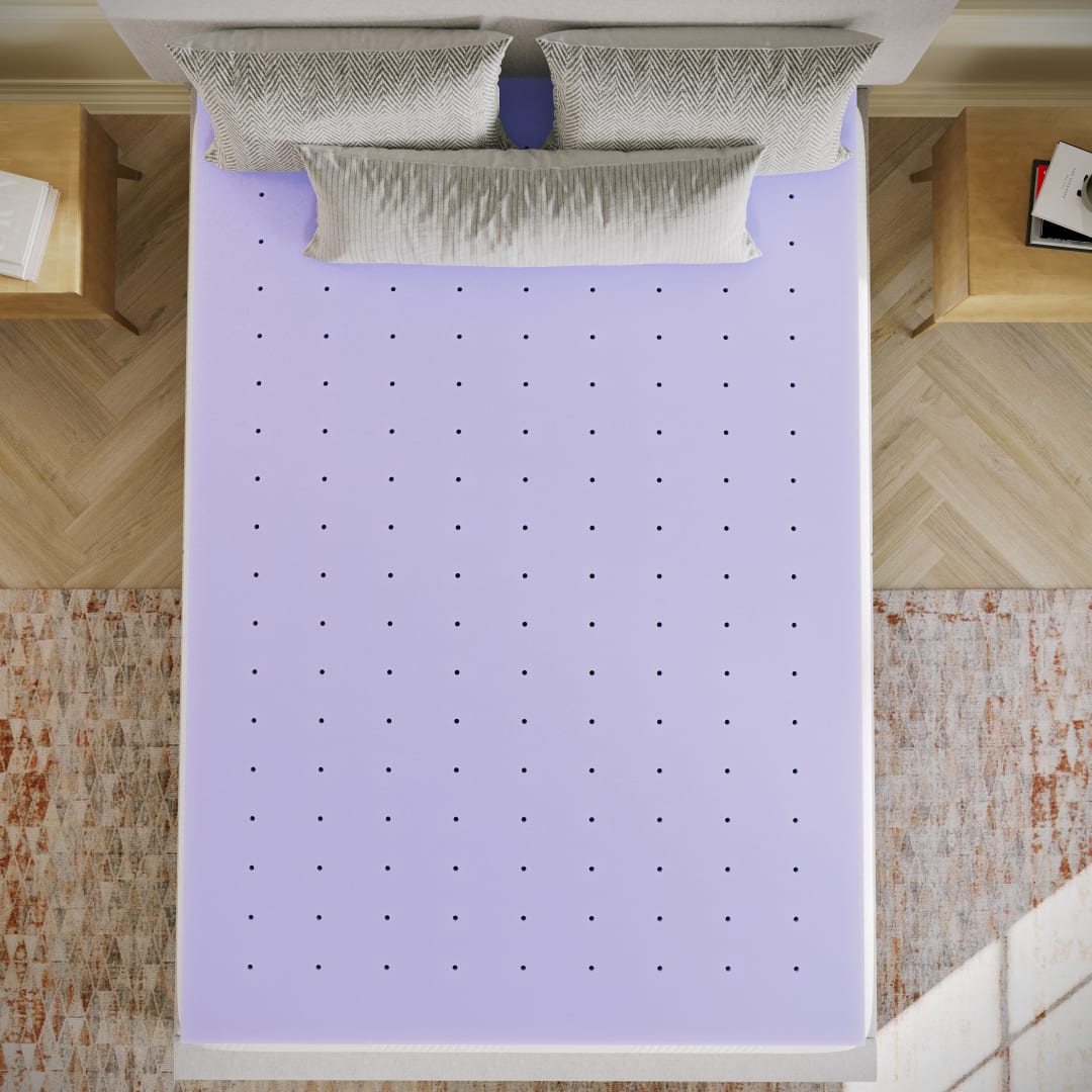 Capri Comfortable Sleep 3 Inch Lavender Infused Full Memory Foam Mattress Topper with Ventilated Design and CertiPUR-US Certified Foam