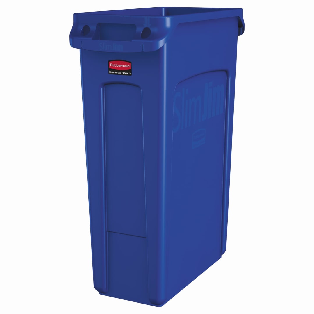 Rubbermaid Commercial Products SLIM JIM 23 Gallon Vented Trash Can , Blue
