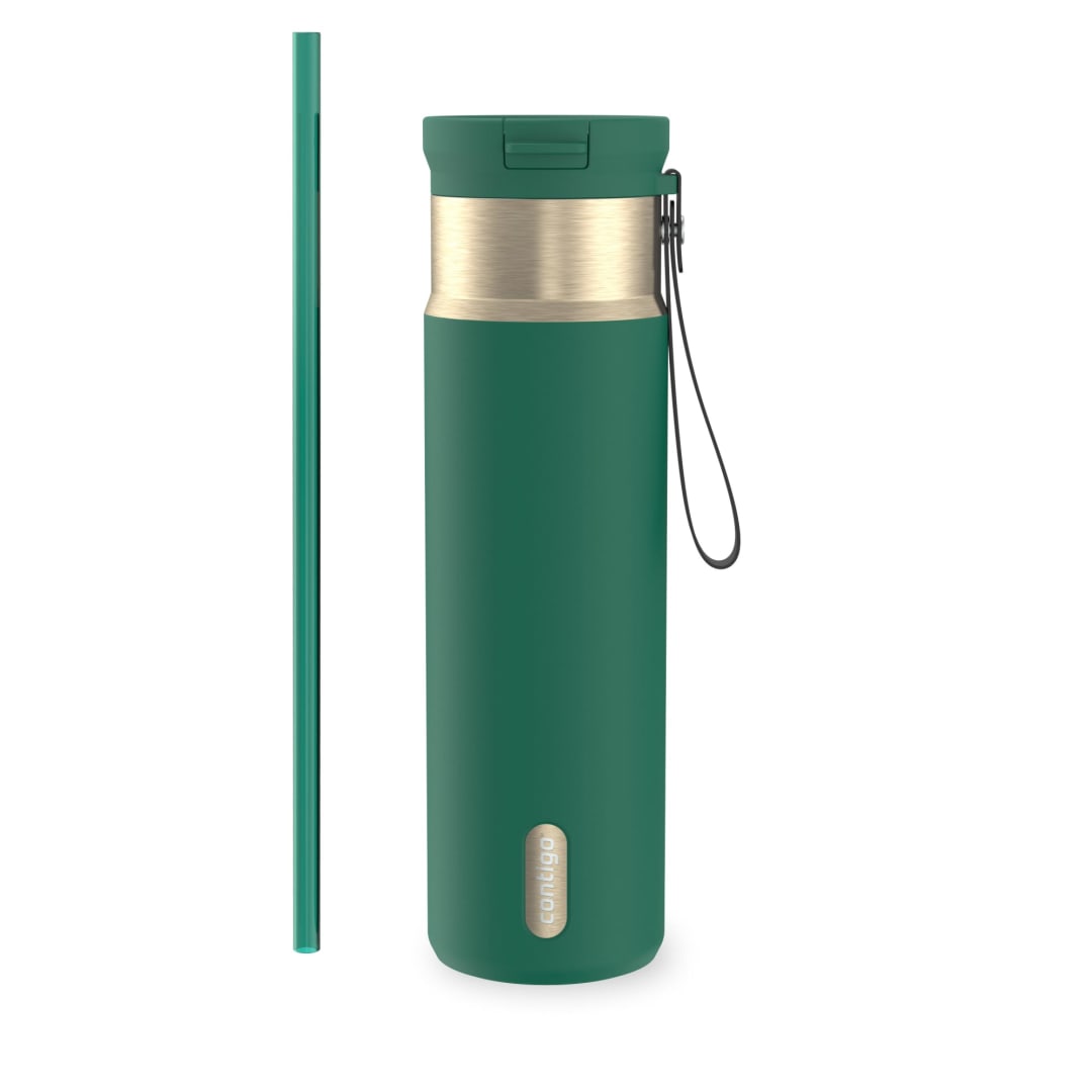 Contigo SnapSeal™ 24 oz Leakproof Stainless Steel Water Bottle with Carrying Strap and Reusable Straw