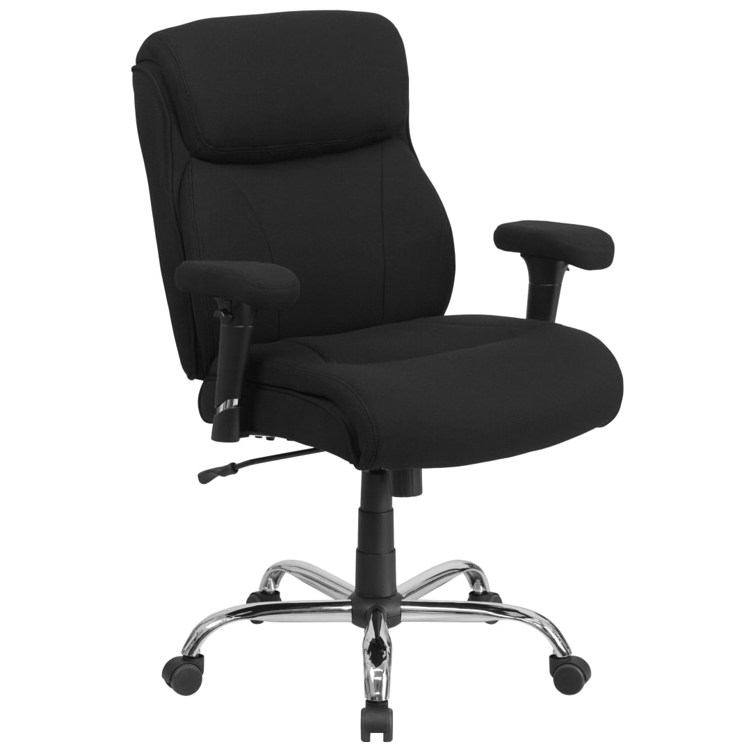 HERCULES Series Big &amp; Tall 400 lb. Rated Black Fabric Ergonomic Task Office Chair with Line Stitching and Adjustable Arms