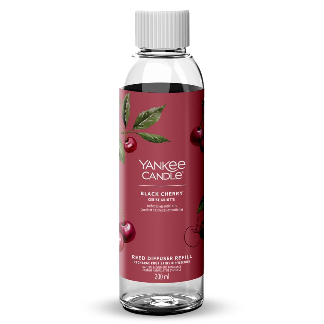 Yankee Candle® Signature Reed Diffuser Refill | Black Cherry | 200ml | Up to 12 Weeks of Fragrance | Perfect Gifts for Women