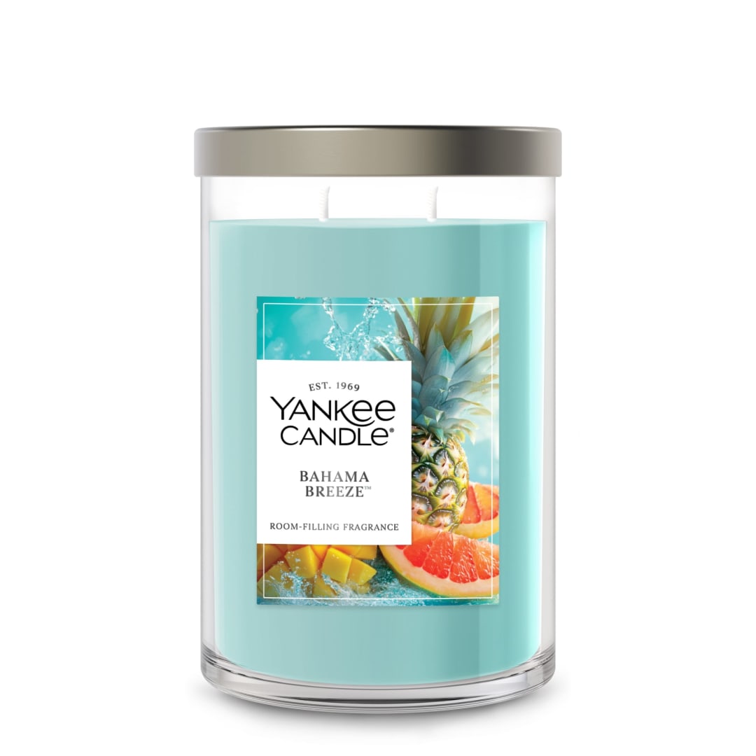 Yankee Candle® Large Tumbler Scented Candle with up to 80 Hour Burn Time, Premium Plant Wax Blend for Consistent Burn, 20 oz Tumbler Candle with Room Filling Fragrance, Bahama Breeze